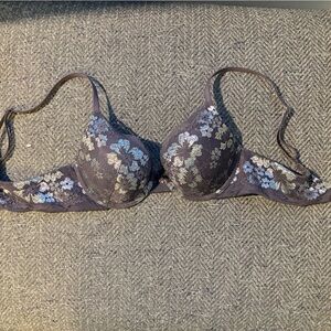 Victoria's Secret Floral Lace Bra - Gray and Blue